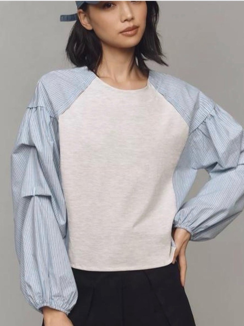 Anthropologie Mixed Material Tiered Shirt